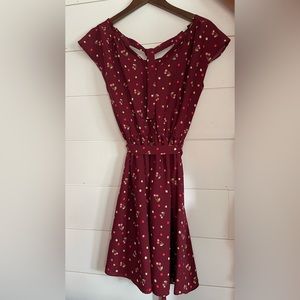 Lauren Conrad Burgundy Dress with Cherries
